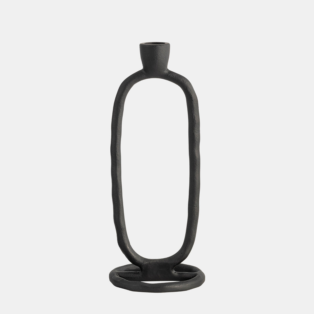 Metal, 10" Open Oval Taper Candleholder, Black