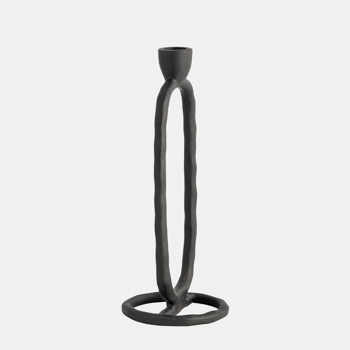 Metal, 10" Open Oval Taper Candleholder, Black