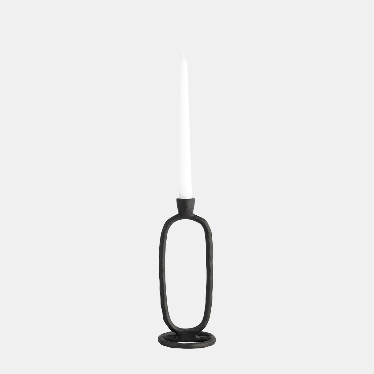 Metal, 10" Open Oval Taper Candleholder, Black