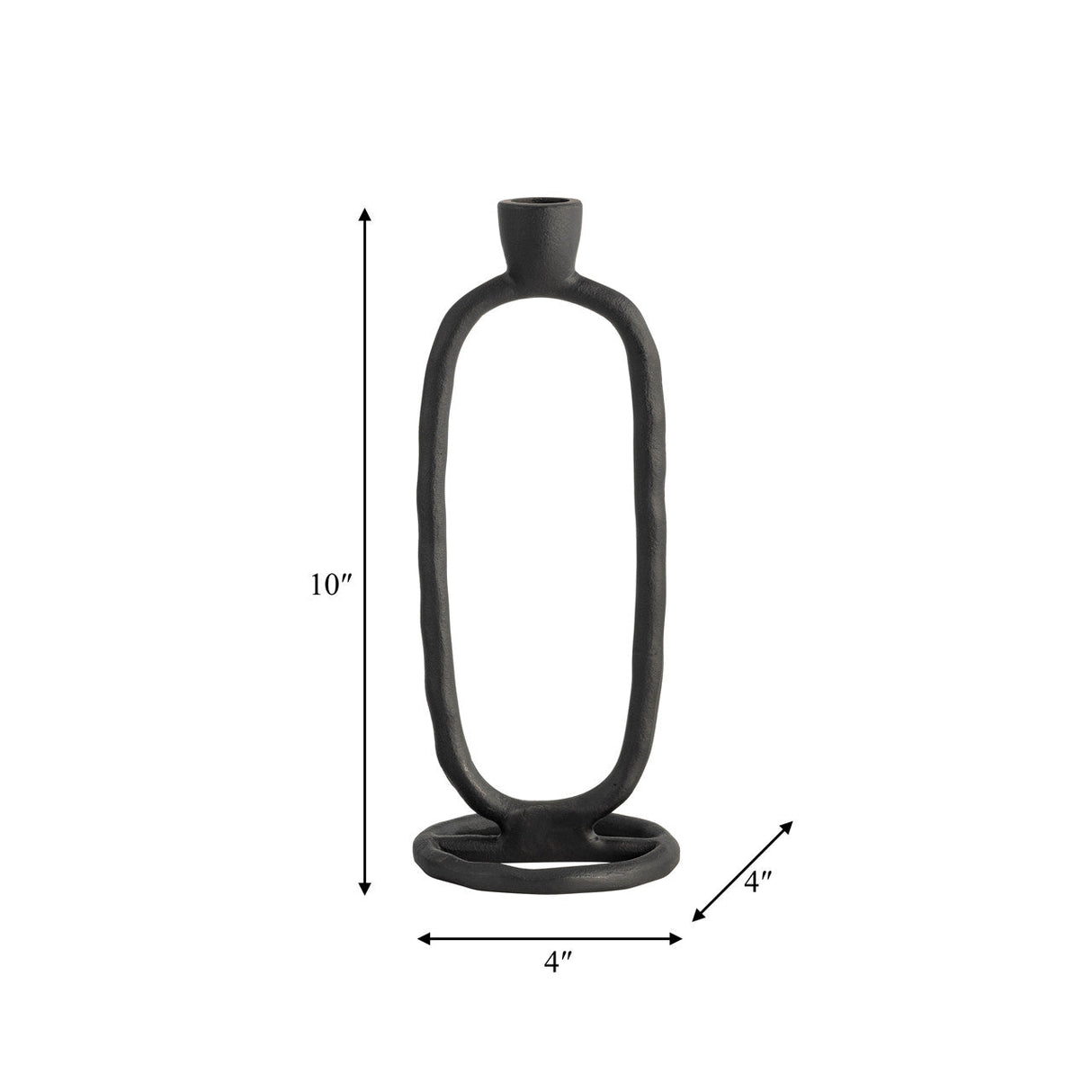 Metal, 10" Open Oval Taper Candleholder, Black