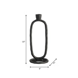 Metal, 10" Open Oval Taper Candleholder, Black