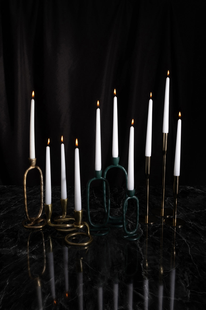 Metal, 10" Open Oval Taper Candleholder, Dark Gree