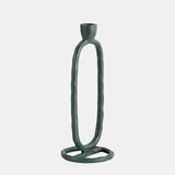 Metal, 10" Open Oval Taper Candleholder, Dark Gree