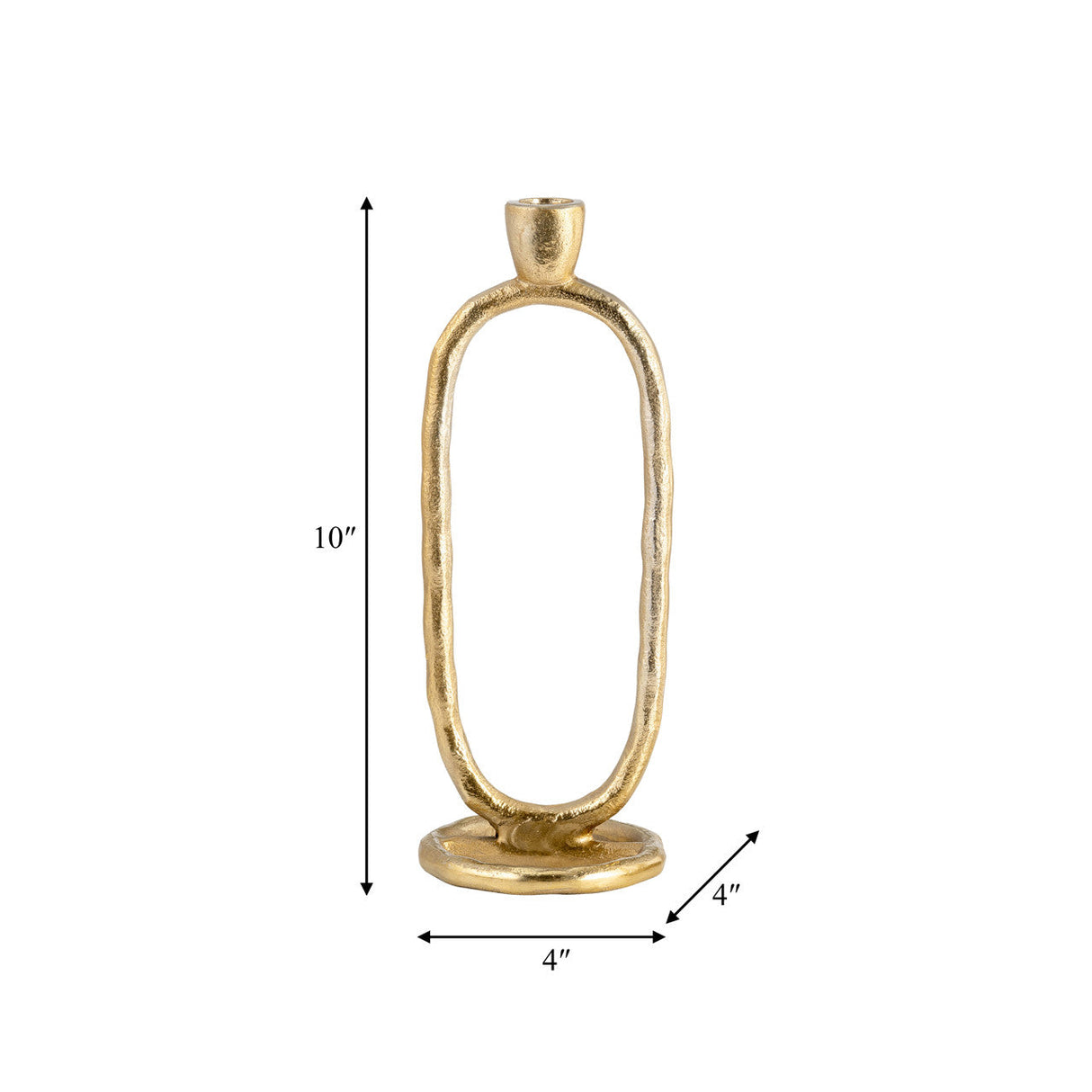 Metal, 10" Open Oval Taper Candleholder, Gold