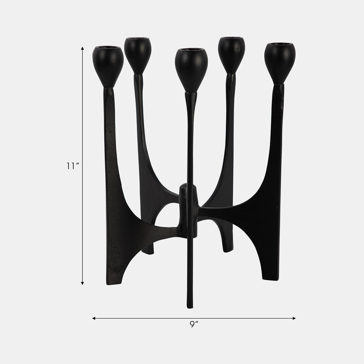 Metal, 11" 5-taper Candelabra, Black