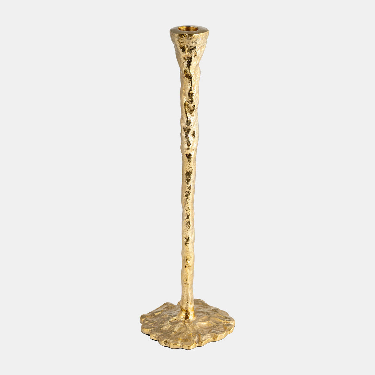 Metal, 11" Forged Taper Candleholder, Gold