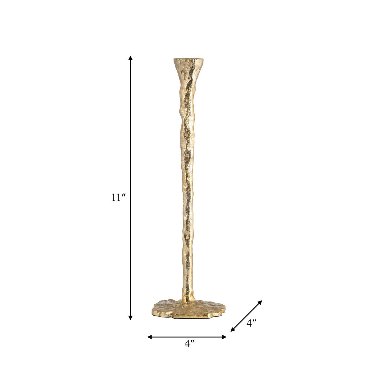 Metal, 11" Forged Taper Candleholder, Gold