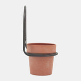 Metal, 11"h Wall Planter, Black/terracotta