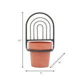 Metal, 11"h Wall Planter, Black/terracotta