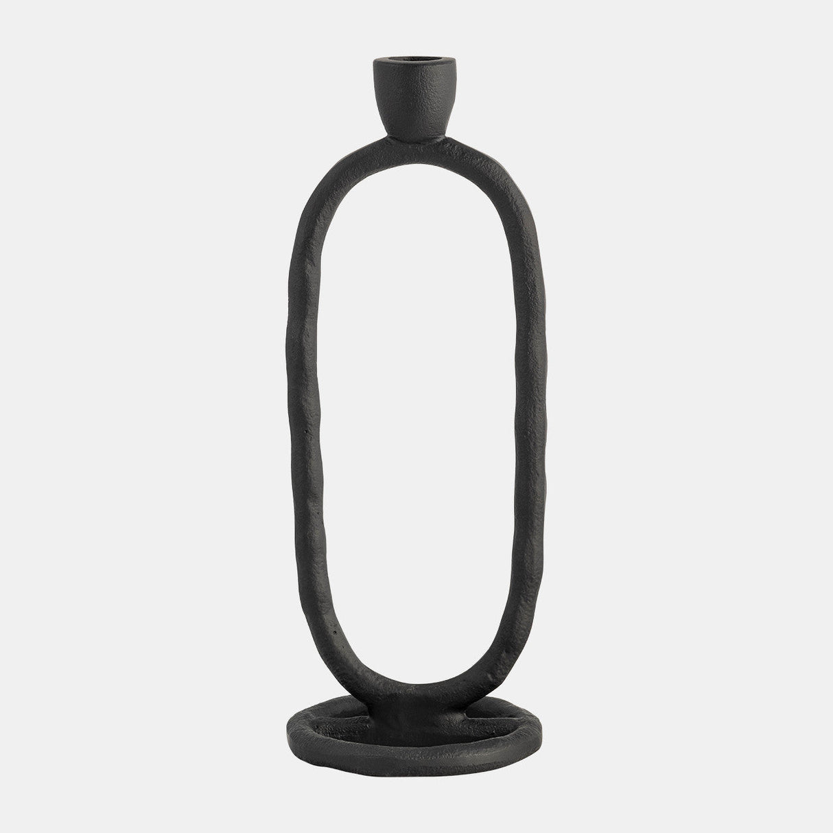 Metal, 11" Open Oval Taper Candleholder, Black