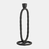 Metal, 11" Open Oval Taper Candleholder, Black