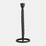 Metal, 11" Open Oval Taper Candleholder, Black