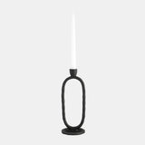 Metal, 11" Open Oval Taper Candleholder, Black