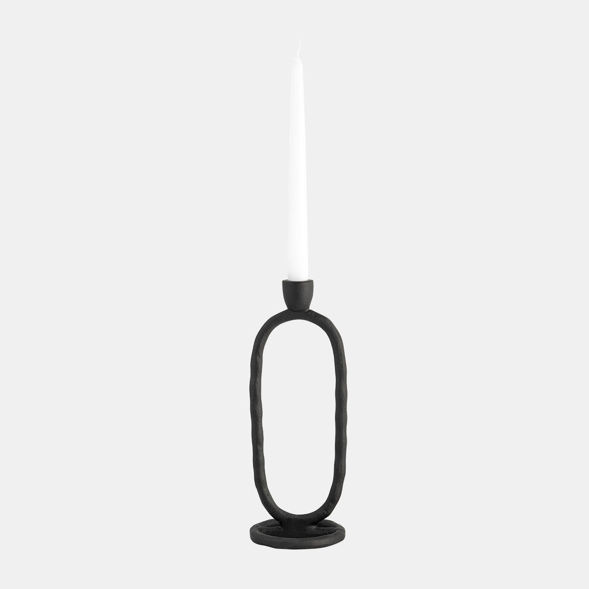 Metal, 11" Open Oval Taper Candleholder, Black