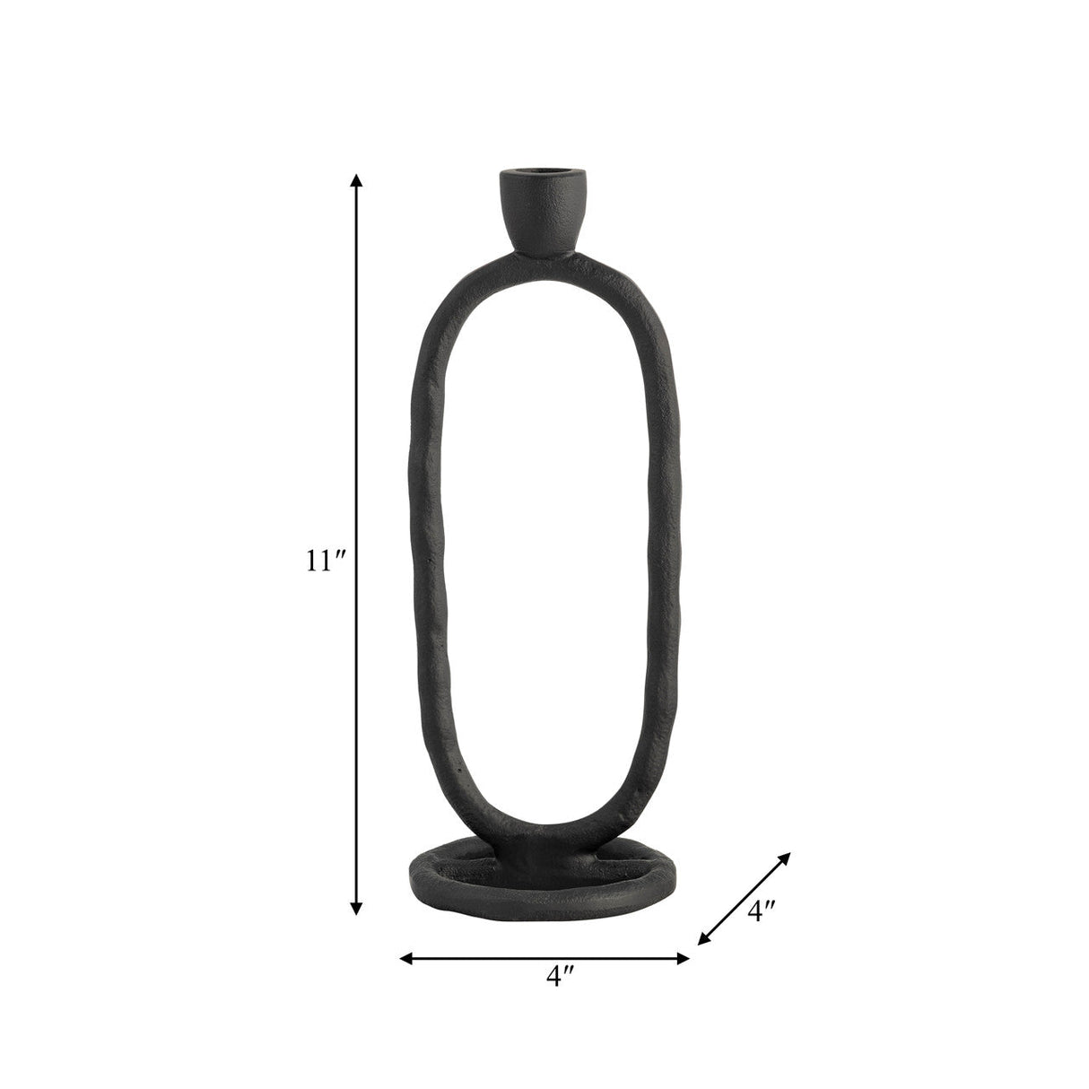 Metal, 11" Open Oval Taper Candleholder, Black