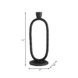 Metal, 11" Open Oval Taper Candleholder, Black