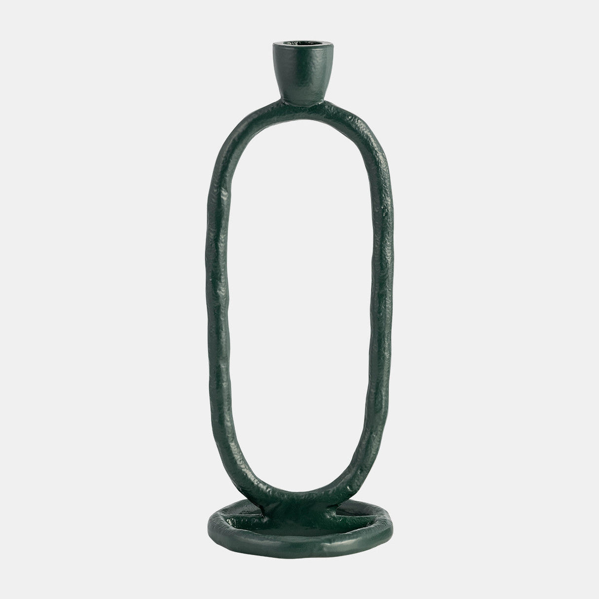 Metal, 11" Open Oval Taper Candleholder, Dark Gree