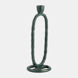 Metal, 11" Open Oval Taper Candleholder, Dark Gree