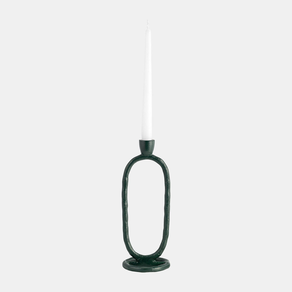 Metal, 11" Open Oval Taper Candleholder, Dark Gree