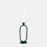 Metal, 11" Open Oval Taper Candleholder, Dark Gree