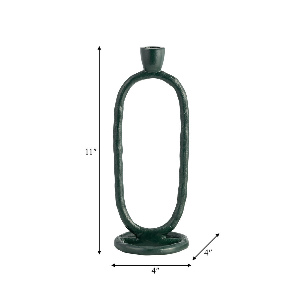 Metal, 11" Open Oval Taper Candleholder, Dark Gree