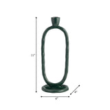 Metal, 11" Open Oval Taper Candleholder, Dark Gree