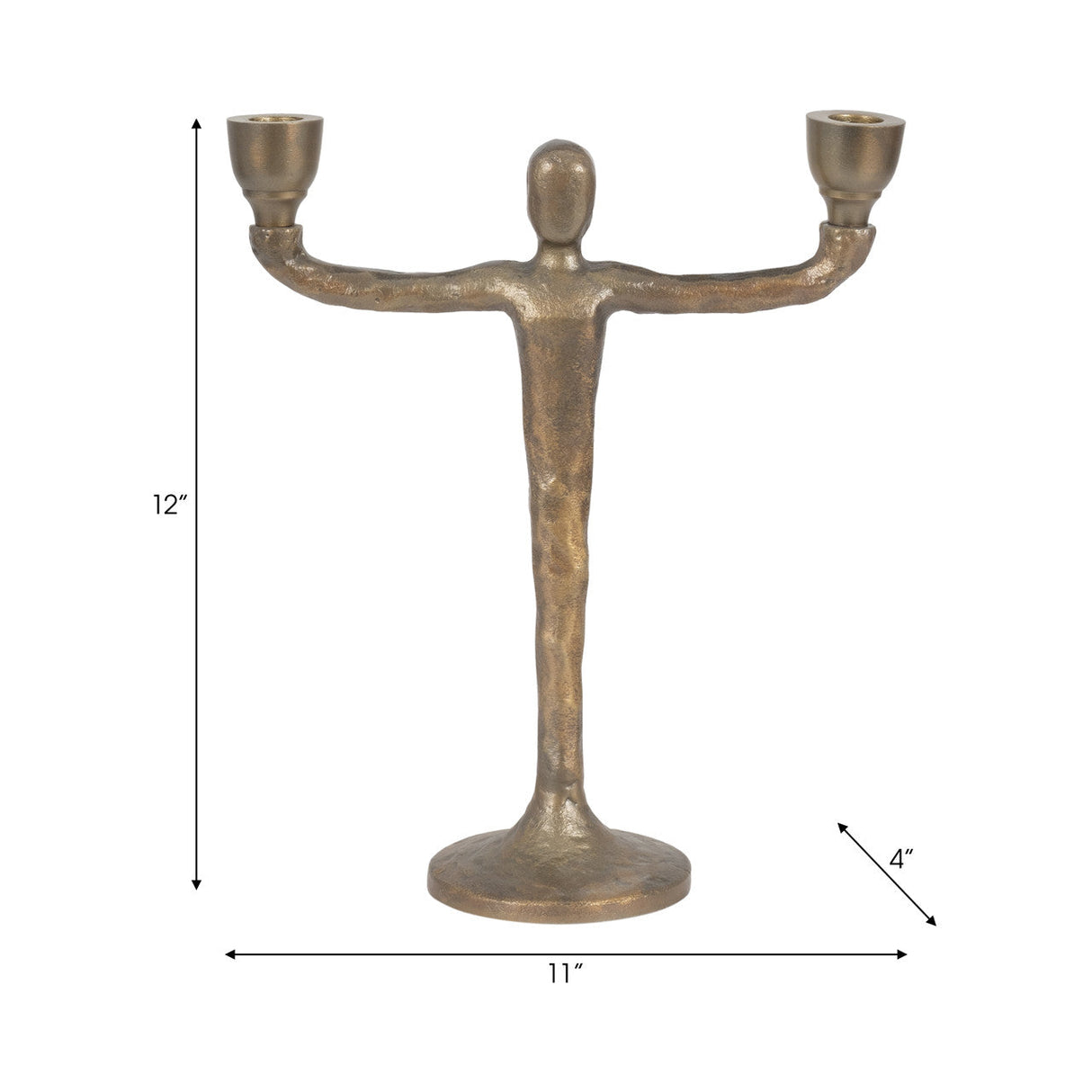 Metal, 12" 2 Taper Candelabra, Gold