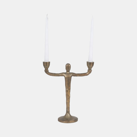 Metal, 12" 2 Taper Candelabra, Gold