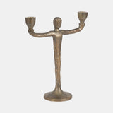 Metal, 12" 2 Taper Candelabra, Gold