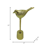 Metal, 12"h Bird On Base, Gold