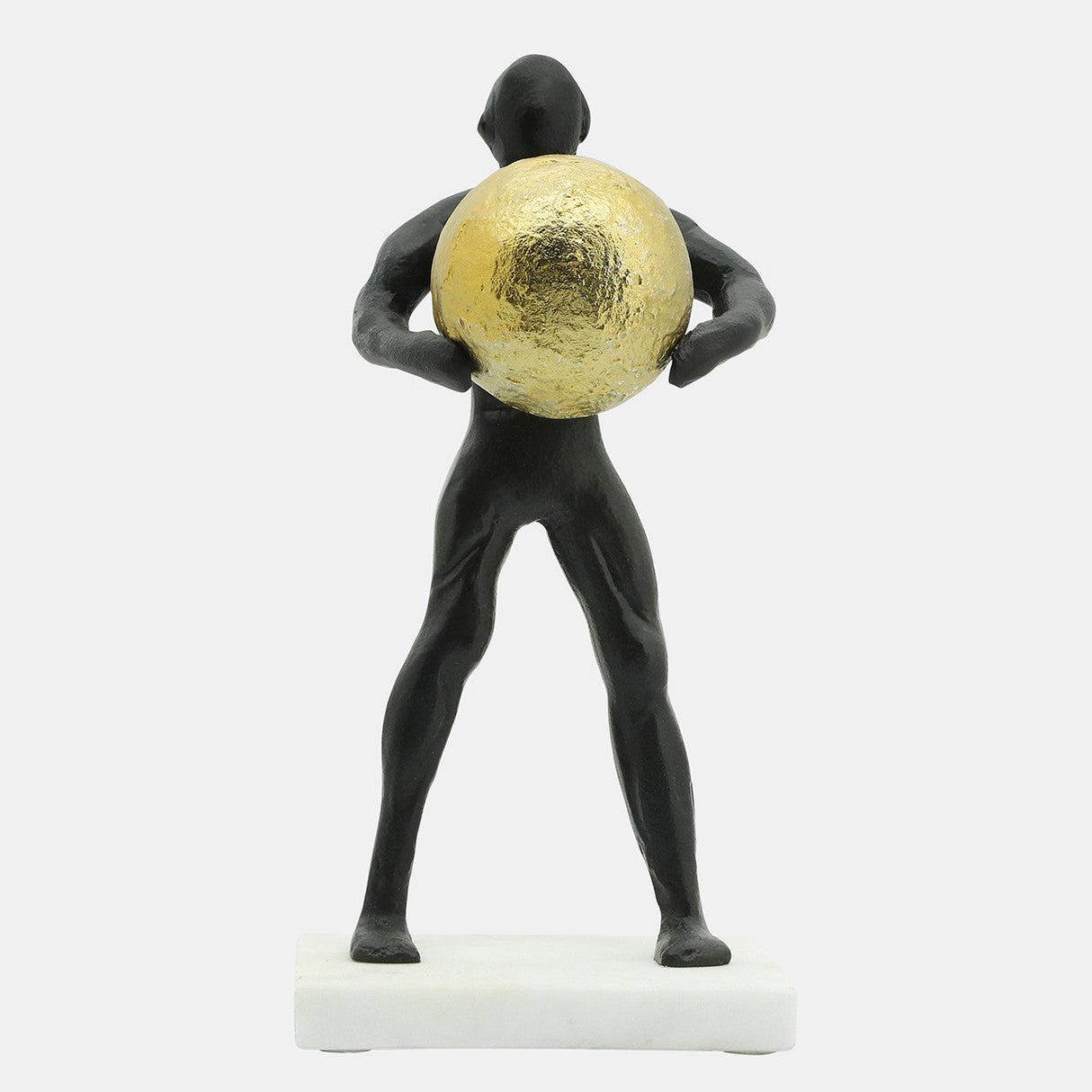 Metal 12"h Man Carrying Ball, Black/gold