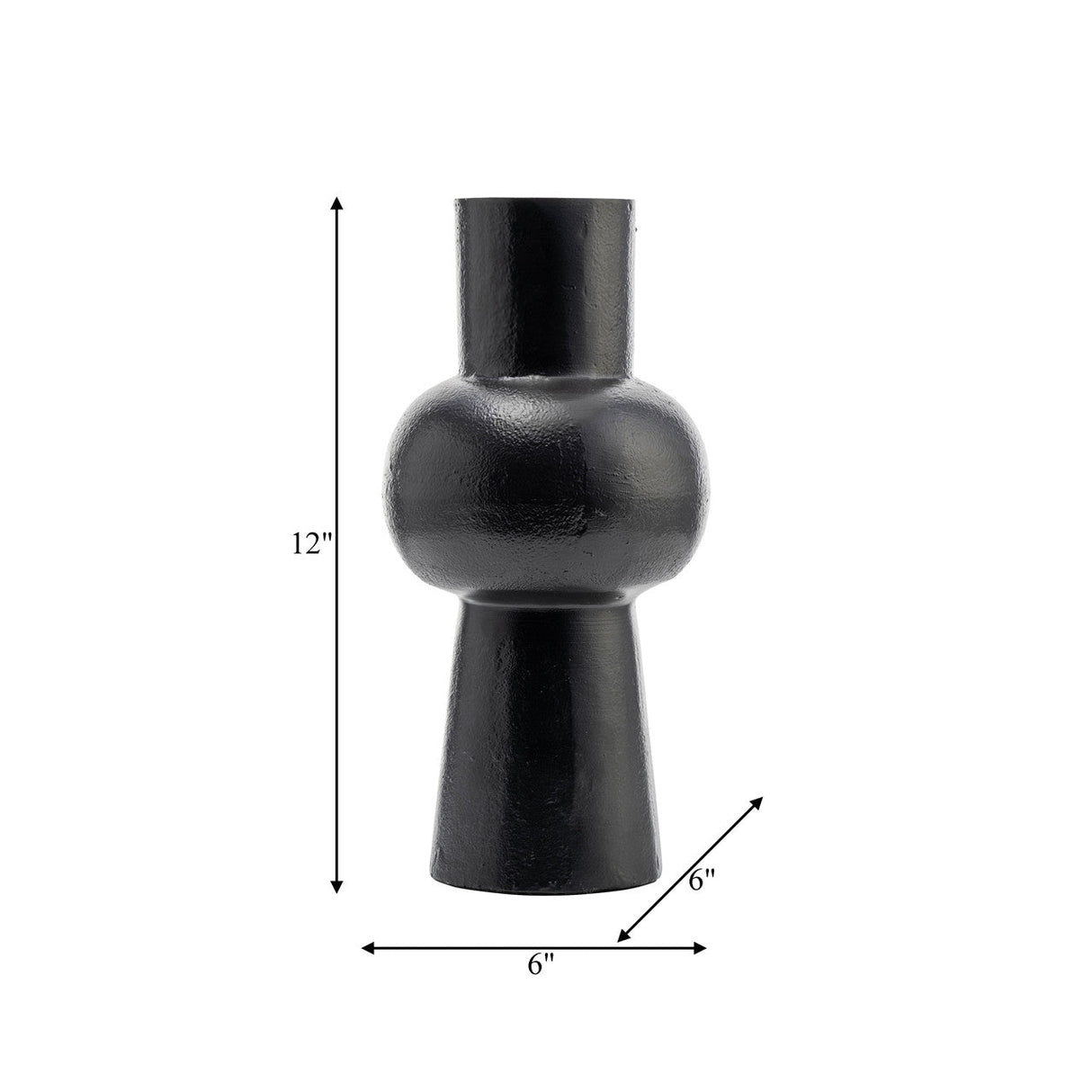 Metal,12"h, Mid Ellipsoid Vase,black