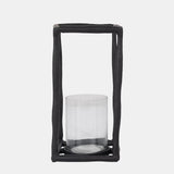 Metal, 12" Open Square Hurricane Holder, Black