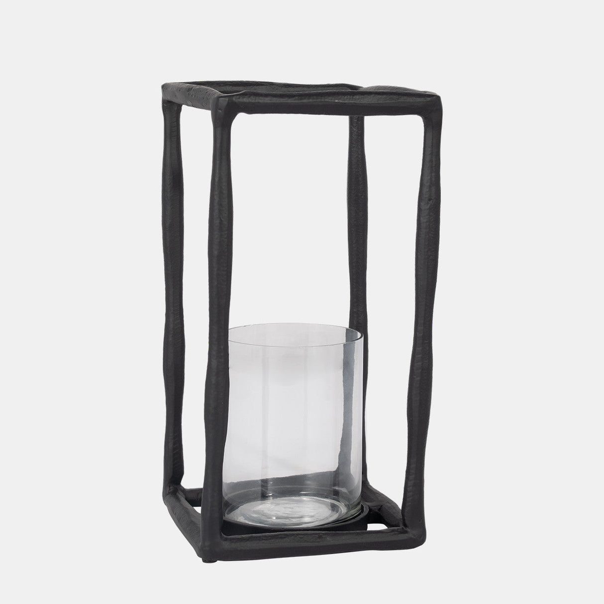 Metal, 12" Open Square Hurricane Holder, Black