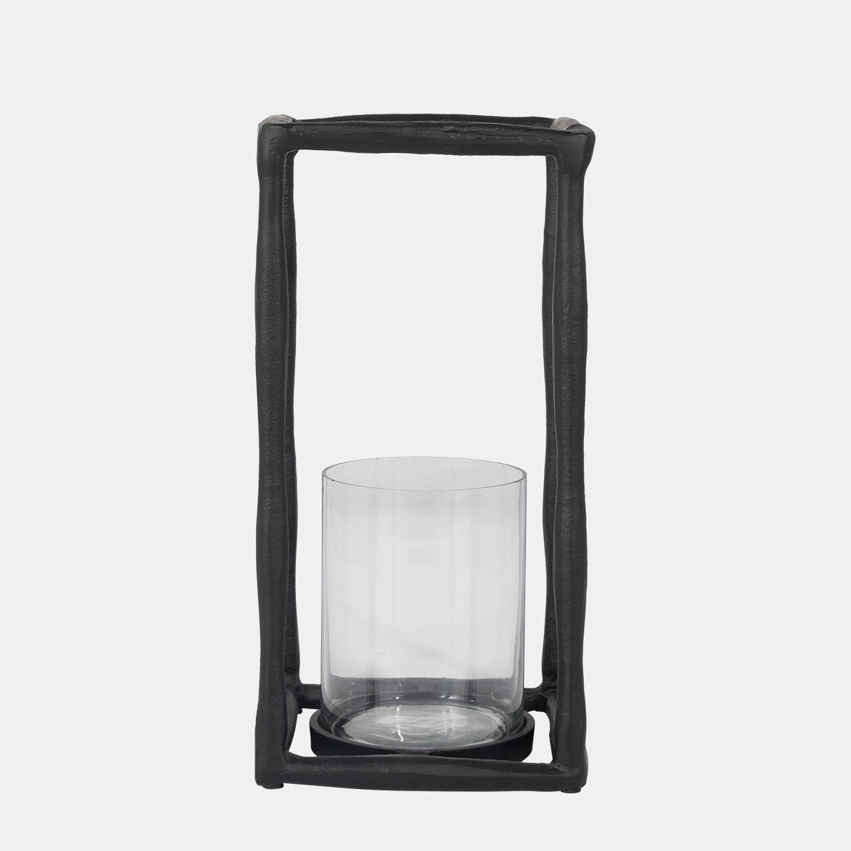 Metal, 12" Open Square Hurricane Holder, Black