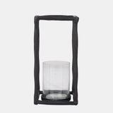 Metal, 12" Open Square Hurricane Holder, Black