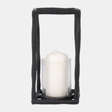 Metal, 12" Open Square Hurricane Holder, Black