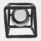 Metal, 12" Open Square Hurricane Holder, Black