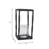 Metal, 12" Open Square Hurricane Holder, Black