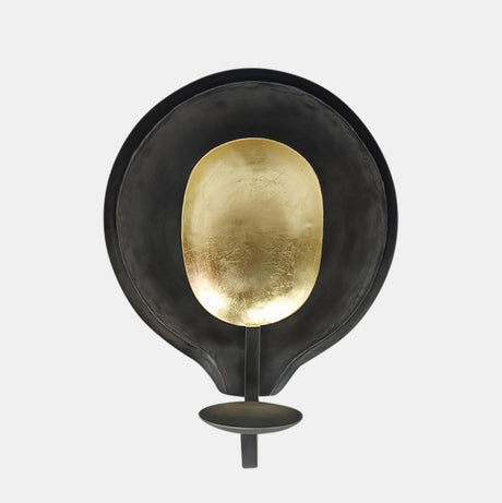 Metal, 12" Round Votive Holder, Black/gold