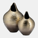 Metal,12",shell Like Vase,gold