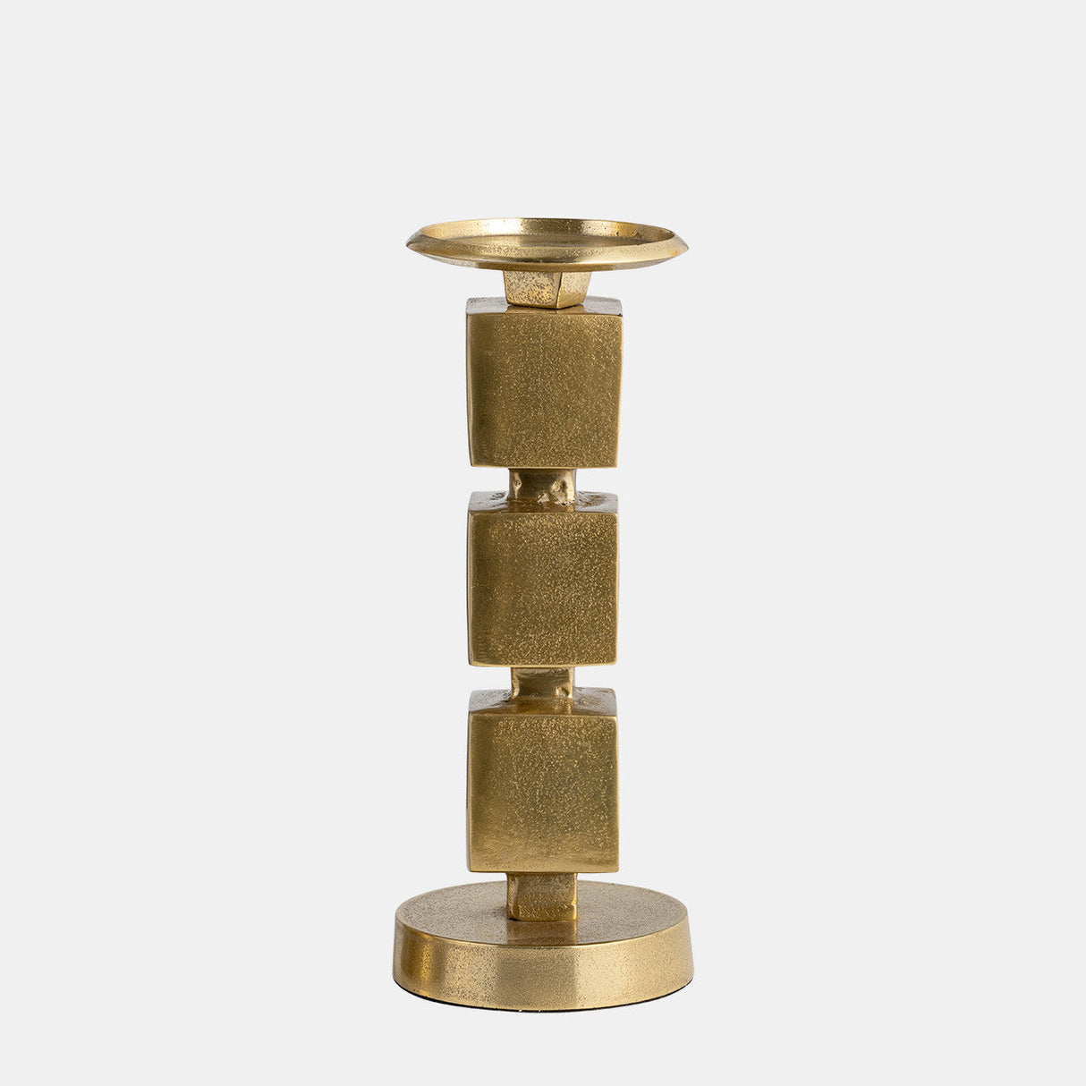 Metal, 12" Stacked Cubes Candleholder, Gold