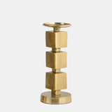 Metal, 12" Stacked Cubes Candleholder, Gold