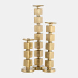 Metal, 12" Stacked Cubes Candleholder, Gold