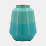 Metal 12" Vessel Vase, Green