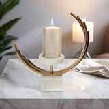 Metal, 13" Crescent Candle Holder, Gold