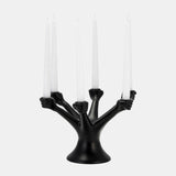 Metal,13"d,hands Holding Taper Candelabra,black