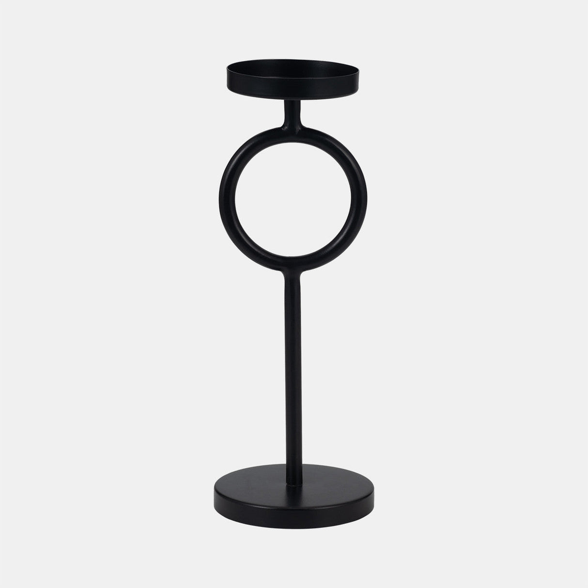 Metal, 13"h Ring Candle Holder, Black