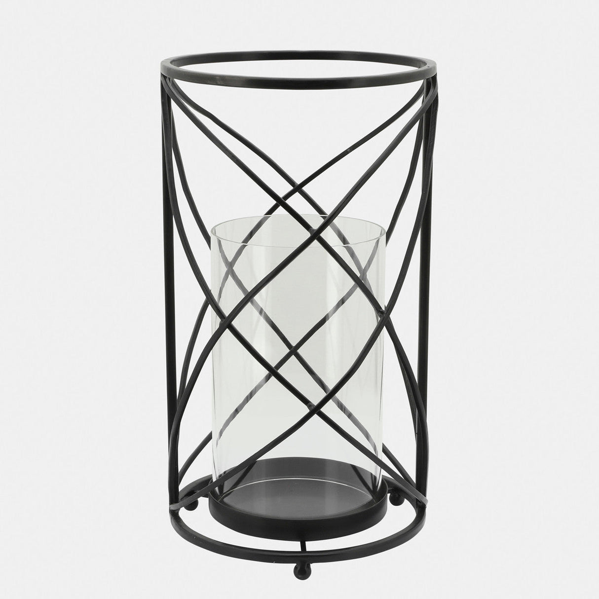 Metal 13" Hurricane Candle Holder, Black