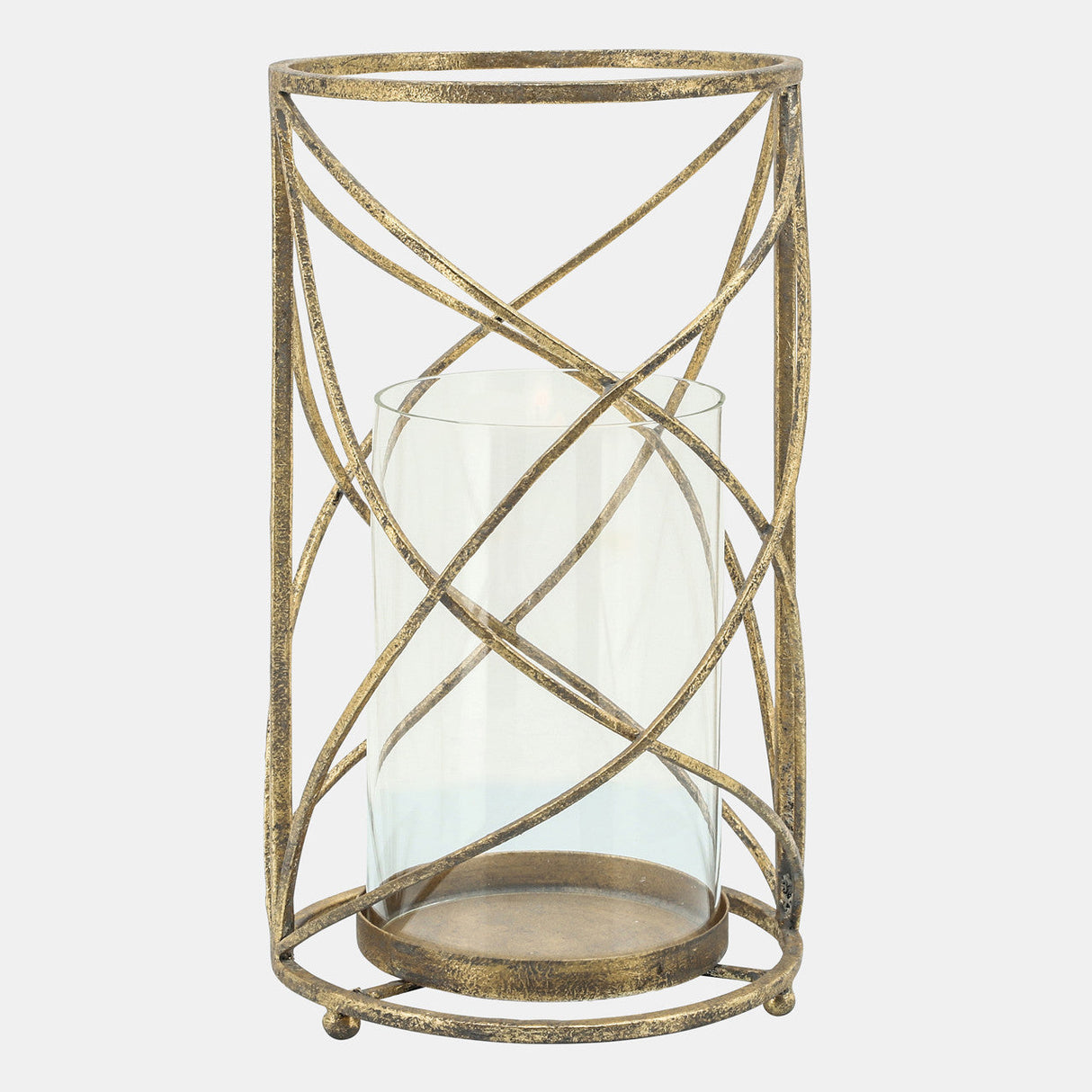 Metal 13" Hurricane Candle Holder,gold